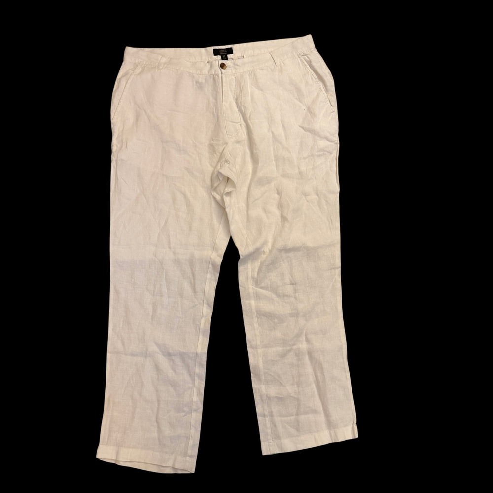 Club Room Linen Pants Mens 38W 30L White Excellent Luxury‎ Straight Leg Trousers